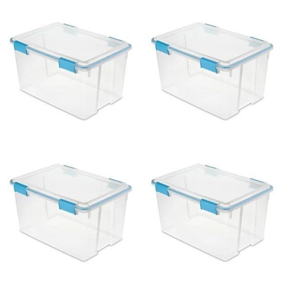 Sterilite 54 Qt. Gasket Box Plastic Blue Aquarium Set of 4